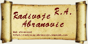 Radivoje Abranović vizit kartica